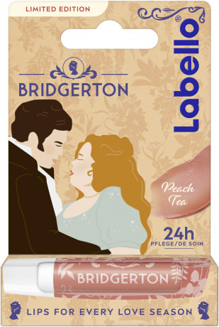 Labello Bridgerton Peach Tea, Бальзам для губ с маслом ши и витамином E для питания и мягкости, аромат персика, лимитированная серия, 4,8 г