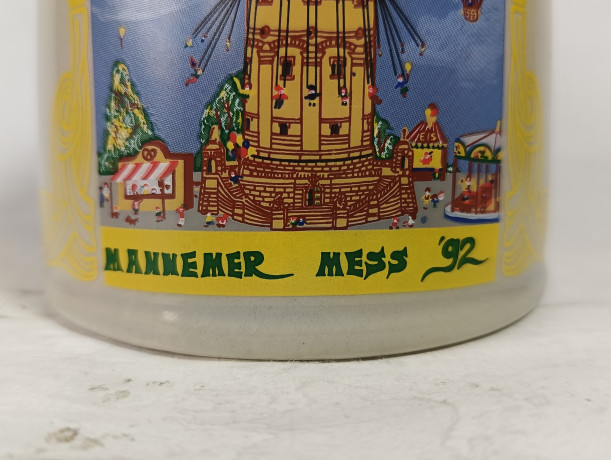 Немецкие пивные кружки винтажные Eichbaum Ureich "Мангеймерская ярмарка'92", растал, керамика, 4 шт., 0.5 л, 14 см, 1992 год.