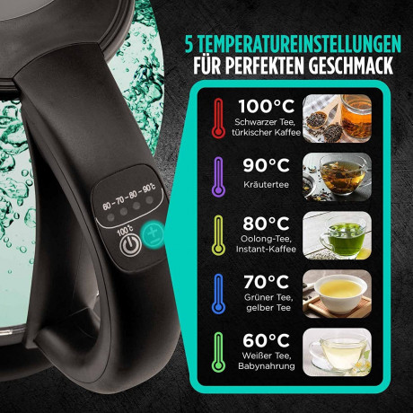 ROSMARINO ROSMARINO Wasserkocher Wasserkocher, Teekocher 5 Temperatureinstellungen 7 Tassen (1,7 l), 2200,00 W ROSMARINO чайник чайник, заварник 5 температурных режимов 7 чашек (1,7 л), 2200,00 Вт