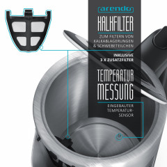 Arendo Arendo Wasserkocher, 1,7 l, 3000 W, Edelstahl, Schnellkoch, einstellbare Temperatur, Warmhaltefunktion  Чайник Arendo, 1,7 л, 3000 Вт, нержавеющая сталь, для быстрого приготовления, с регулируемой температурой и функцией поддержания тепла