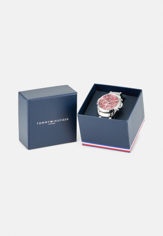 Tommy Hilfiger Chronograph watch silver-coloured/red Часы с хронографом серебристый/красный