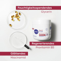 NIVEA Body Repair &amp; Care Creme, 400 ml, Нивеа Крем для тела, 15% глицерин, провитамин B5 и ниацинамид, для очень сухой кожи, 72ч увлажнение, 400 мл