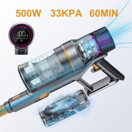 aonus aonus Akku-Hand-und Stielstaubsauger, 500,00 W, Beutellos, 33000Pa 500W Staubsauger Kabellos Starke Saugsleistung, bis zu 60 Min Беспроводной руной пылесос aonus, 500,00 Вт, без мешка, 33000 Па, беспроводной пылесос 500 Вт, сильная мощность всасыва