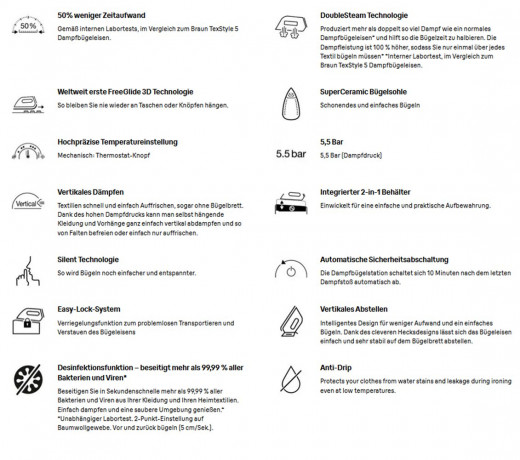Braun Braun Dampfbugelstation CareStyle, Dampfbugelstation, Bugelstation, Dampfbugeleisen, 1700,00 ml Wassertank, 1,7L Tank abnehmbar, Bugeleisen Dampf, Bugelstationen mit Dampfstation  Паровая гладильная станция Braun CareStyle, паровая гладильная станци