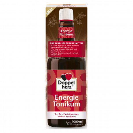 Doppelherz Energie Tonikum, Tonikum, 1000 ml, Жидкий комплекс с витаминами B1, B6, пантотеновой кислотой, боярышником и мелиссой для энергетического обмена и работы сердца, 1000 мл