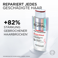 L'Oreal Paris Elvital Shampoo Bond Repair Anti-Haarschaeden, 200 ml, Бессульфатный шампунь с лимонной кислотой для восстановления и укрепления повреждённых волос, 200 мл