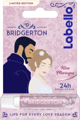 Labello Bridgerton Rose Meringue, Бальзам для губ с маслом ши и витамином E для питания и мягкости, аромат розы, лимитированная серия, 4,8 г
