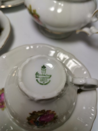 Winterling Schwarzenbach Bavaria, Винтерлинг Шварзенбах Кофейный набор на 5 персон с изображением мотивов "Галантная сцена" Фрагонара, Германия, 1950г