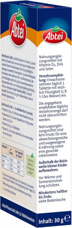 ABTEI Vitamin D3 2500 I.E. Tabletten Titandioxidfr 42st, Витамин D3 2500 + Цинк + Селен, 42шт