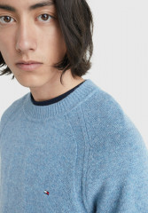 Tommy Hilfiger C-NECK Jumper heathered denim blue C-ШЕЯ Джемперы вересковый джинсовый синий