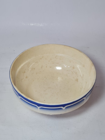 Миска винтажная Sarreguemines / Canebiere с синим орнаментом, фарфор, Франция, 1940-50гг.