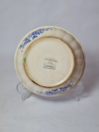 Миска винтажная Sarreguemines / Canebiere с синим орнаментом, фарфор, Франция, 1940-50гг.