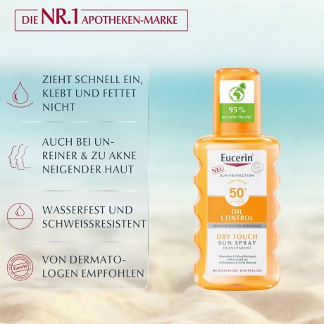 Eucerin Sun Oil Control Body Transp.Spray LSF 50+  Прозрачный спрей для тела Sun Oil Control SPF 50+