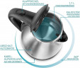 - CONTRAER - - CONTRAER Wasserkocher Edelstahl Wasserkocher 1,7L 2200 W schnurlos Abschaltautomatik, 1,7 l, 2200 W  - CONTRAER Чайник из нержавеющей стали, чайник 1,7 л, 2200 Вт, беспроводной с автоматическим отключением, 1,7 л, 2200 Вт